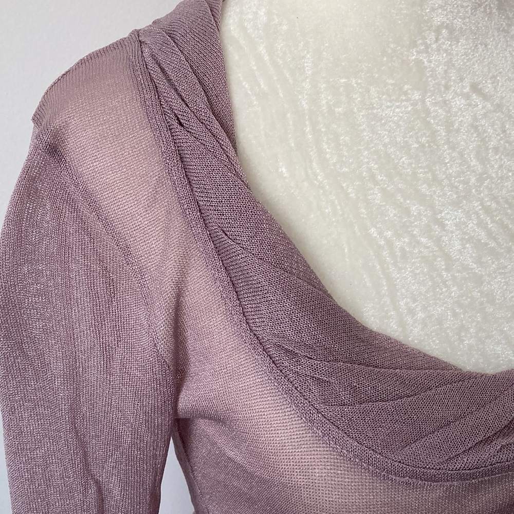 Violet Long Sleeve Sheer Top with Tiny Pockets - Picture 3 of 9